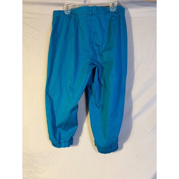 George‎ Womens Plus Size 16W 1X Dark Teal Cropped Capri Stretch Casual Pants - Picture 2 of 2